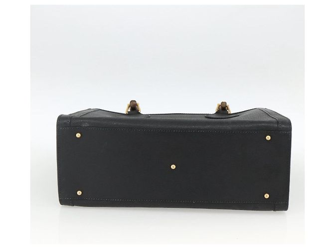 GUCCI Bamboo Hand Bag Leather Black Gold 002 853 0260 Auth ep13849 Golden - view 9