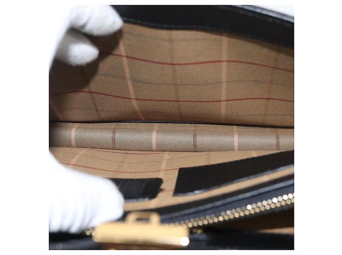 Borsa a mano in pelle nera e oro BURBERRY Auth bs33867 Nero D'oro - vista 20