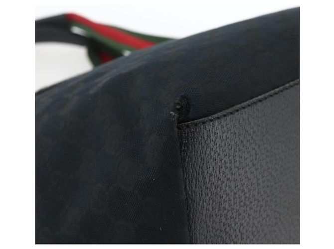 Borsa a Mano Gucci GG Canvas Sherry Line Nera 131230 Auth BSZ133 Nero - vista 13