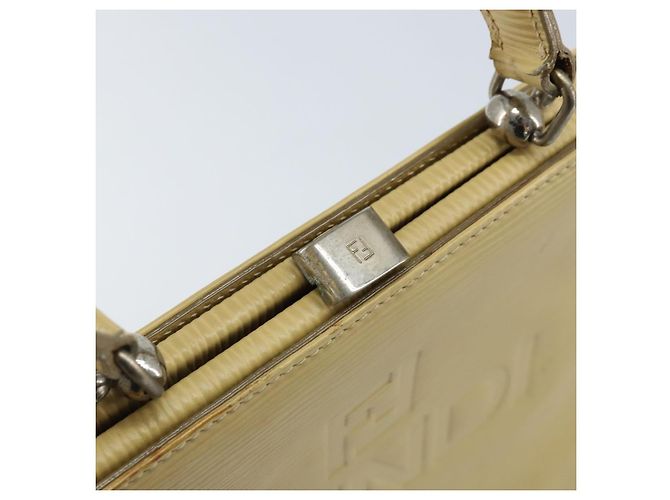 Borsa a mano FENDI in pelle avorio argento Auth ARZ093 Crudo - vista 15