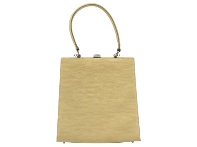 Borsa a mano FENDI in pelle avorio argento Auth ARZ093 Crudo - vista 2