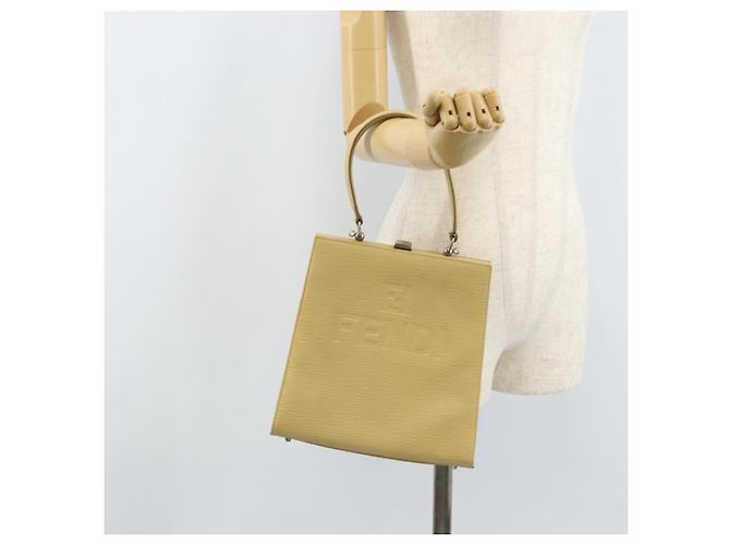 Borsa a mano FENDI in pelle avorio argento Auth ARZ093 Crudo - vista 23