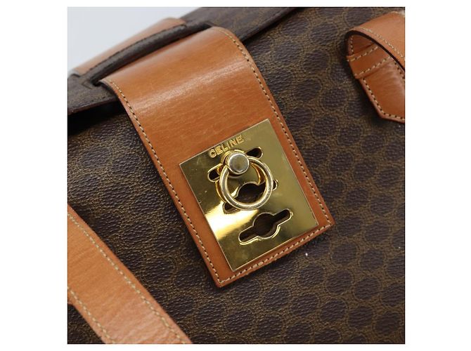 Céline Borsa a mano in tela Macadam CELINE in pelle PVC marrone oro Auth ARZ141 D'oro - vista 14