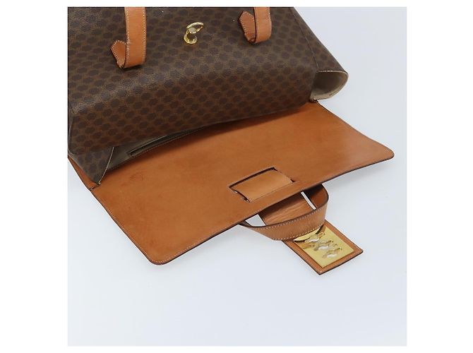Céline Borsa a mano in tela Macadam CELINE in pelle PVC marrone oro Auth ARZ141 D'oro - vista 15