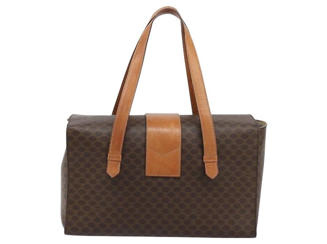 Céline Borsa a mano in tela Macadam CELINE in pelle PVC marrone oro Auth ARZ141 D'oro - vista 3