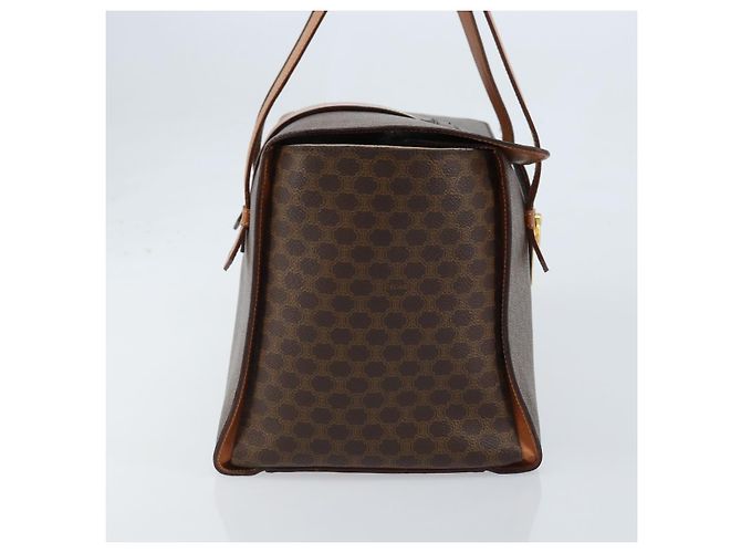 Céline Borsa a mano in tela Macadam CELINE in pelle PVC marrone oro Auth ARZ141 D'oro - vista 5