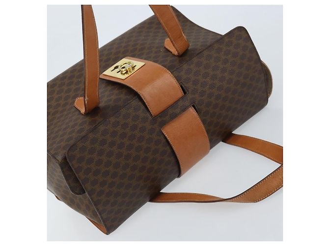 Céline Borsa a mano in tela Macadam CELINE in pelle PVC marrone oro Auth ARZ141 D'oro - vista 6