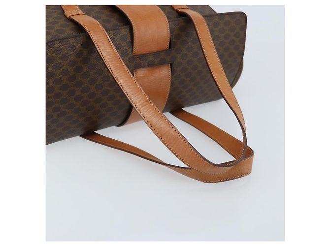 Céline Borsa a mano in tela Macadam CELINE in pelle PVC marrone oro Auth ARZ141 D'oro - vista 7