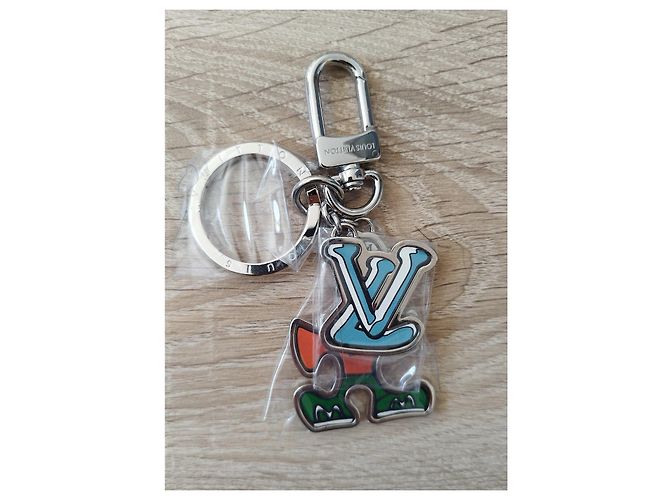 Portachiavi Louis Vuitton Bianco Blu Verde Arancione Silver hardware - vista 3