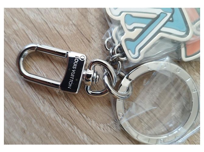 Portachiavi Louis Vuitton Bianco Blu Verde Arancione Silver hardware - vista 4