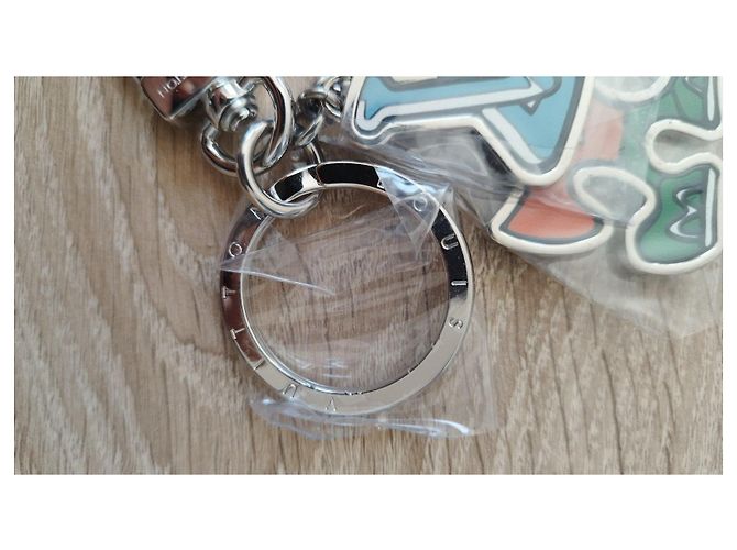 Portachiavi Louis Vuitton Bianco Blu Verde Arancione Silver hardware - vista 7