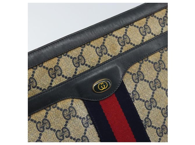 Borsa a Spalla Gucci GG Supreme Sherry Line PVC Blu Navy Oro Auth ep13829 D'oro - vista 14