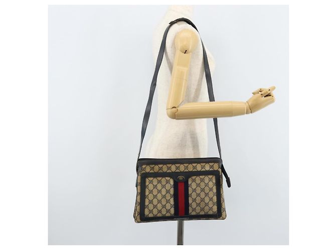 Borsa a Spalla Gucci GG Supreme Sherry Line PVC Blu Navy Oro Auth ep13829 D'oro - vista 24