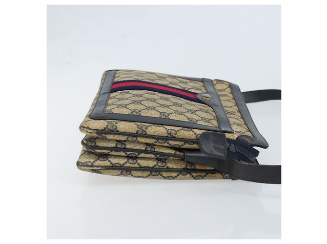 Borsa a Spalla Gucci GG Supreme Sherry Line PVC Blu Navy Oro Auth ep13829 D'oro - vista 4