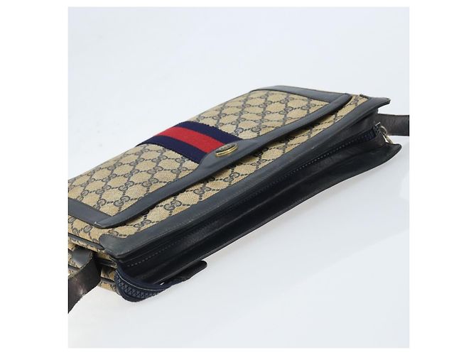 Borsa a Spalla Gucci GG Supreme Sherry Line PVC Blu Navy Oro Auth ep13829 D'oro - vista 6