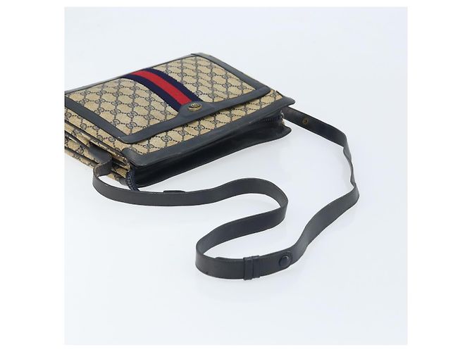 Borsa a Spalla Gucci GG Supreme Sherry Line PVC Blu Navy Oro Auth ep13829 D'oro - vista 7