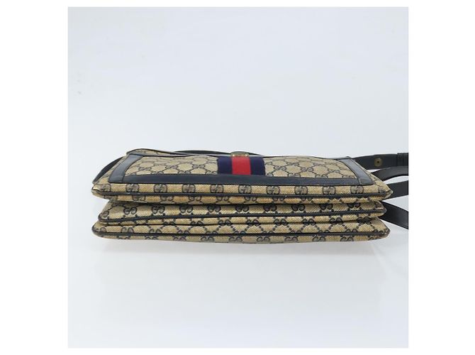Borsa a Spalla Gucci GG Supreme Sherry Line PVC Blu Navy Oro Auth ep13829 D'oro - vista 9