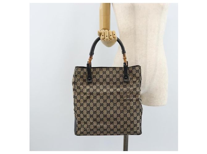 Bamboo Borsa a mano in tela GG Gucci con manico in bambù beige 112530 Auth ka3079 - vista 22
