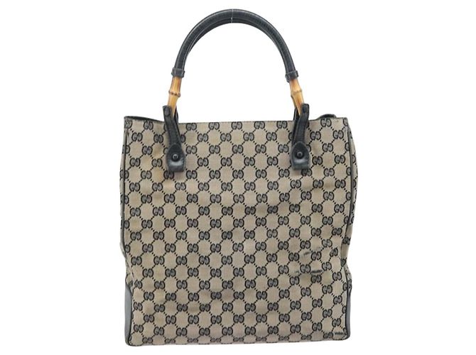Bamboo Borsa a mano in tela GG Gucci con manico in bambù beige 112530 Auth ka3079 - vista 3