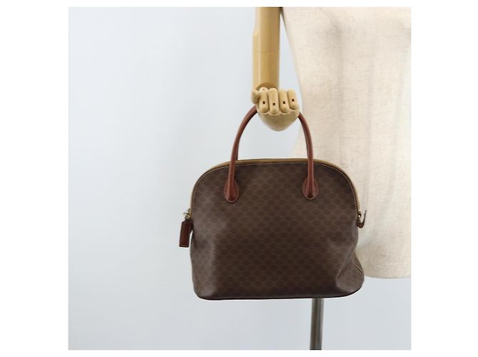 Céline Borsa a mano in tela Macadam CELINE in pelle PVC marrone e oro Auth ka3055 D'oro - vista 22