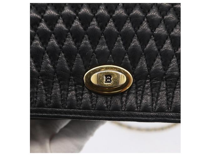 BALLY Borsa a Spalla a Catena Pelle Nera Oro Auth BSZ200 Nero D'oro - vista 14