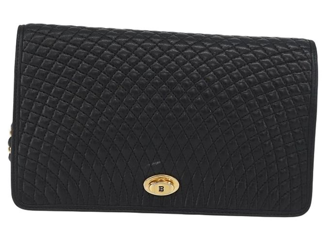 BALLY Borsa a Spalla a Catena Pelle Nera Oro Auth BSZ200 Nero D'oro - vista 2