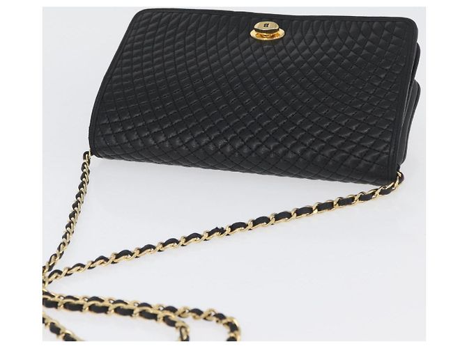 BALLY Borsa a Spalla a Catena Pelle Nera Oro Auth BSZ200 Nero D'oro - vista 6