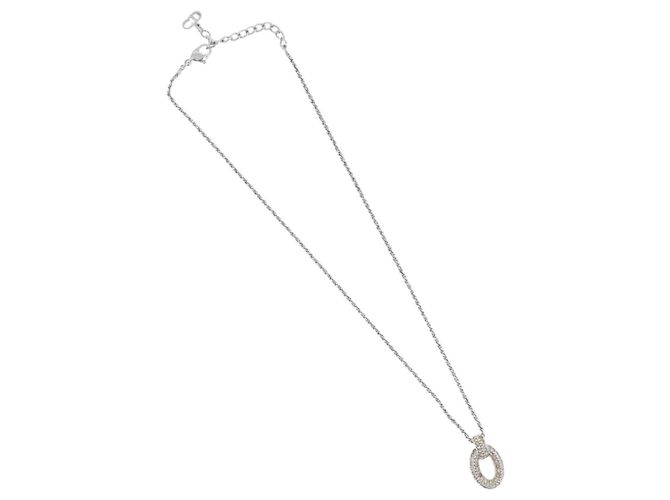 Collana Christian Dior metallo Argento Auth BA11479 - vista 2