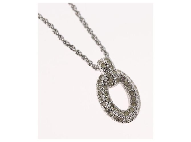 Collana Christian Dior metallo Argento Auth BA11479 - vista 3