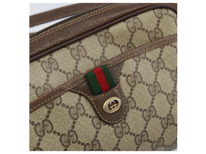 Bolsa Sherry Line GG Supreme Web da GUCCI em PVC bege e dourado 116 02 089 Auth BSZ082 - vista 14
