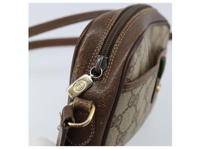 Bolsa Sherry Line GG Supreme Web da GUCCI em PVC bege e dourado 116 02 089 Auth BSZ082 - vista 15