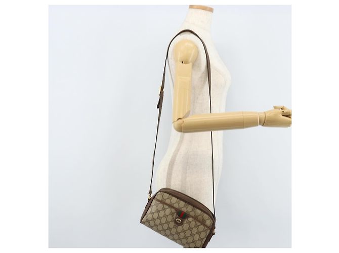 Bolsa Sherry Line GG Supreme Web da GUCCI em PVC bege e dourado 116 02 089 Auth BSZ082 - vista 22