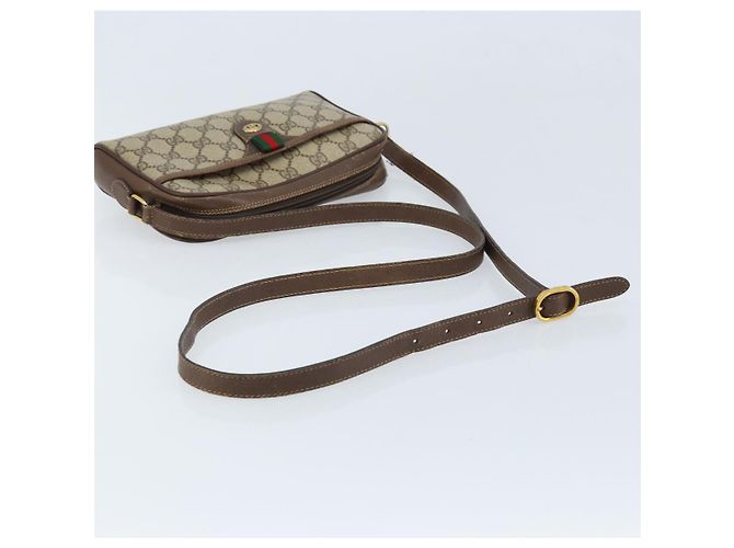 Bolsa Sherry Line GG Supreme Web da GUCCI em PVC bege e dourado 116 02 089 Auth BSZ082 - vista 7