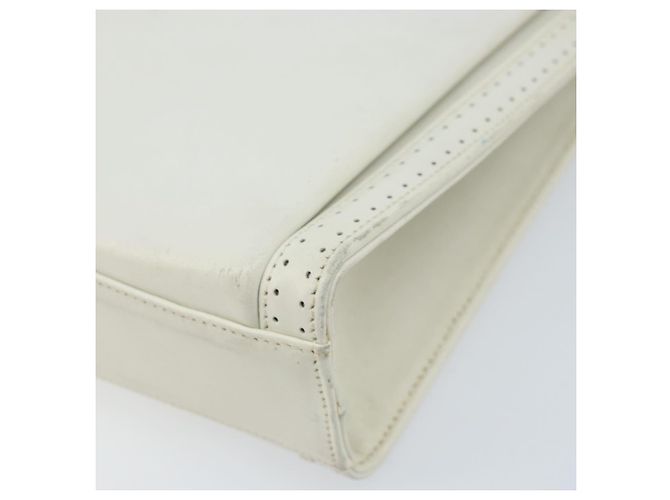 Borsa a Spalla Gancini in Pelle Bianca e Oro Salvatore Ferragamo Auth ARZ115 Bianco D'oro - vista 10