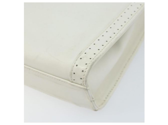 Borsa a Spalla Gancini in Pelle Bianca e Oro Salvatore Ferragamo Auth ARZ115 Bianco D'oro - vista 12