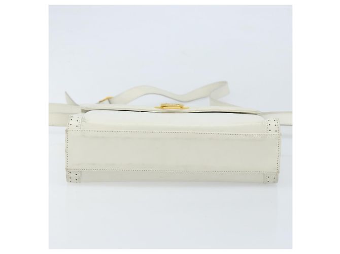 Borsa a Spalla Gancini in Pelle Bianca e Oro Salvatore Ferragamo Auth ARZ115 Bianco D'oro - vista 9