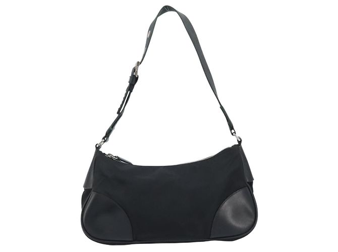 Borsa a Spalla PRADA Nylon Nero Argento Auth ARZ672A - vista 2