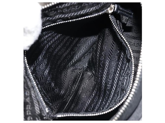 Borsa a Spalla PRADA Nylon Nero Argento Auth ARZ672A - vista 21