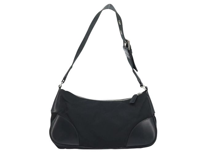 Borsa a Spalla PRADA Nylon Nero Argento Auth ARZ672A - vista 3