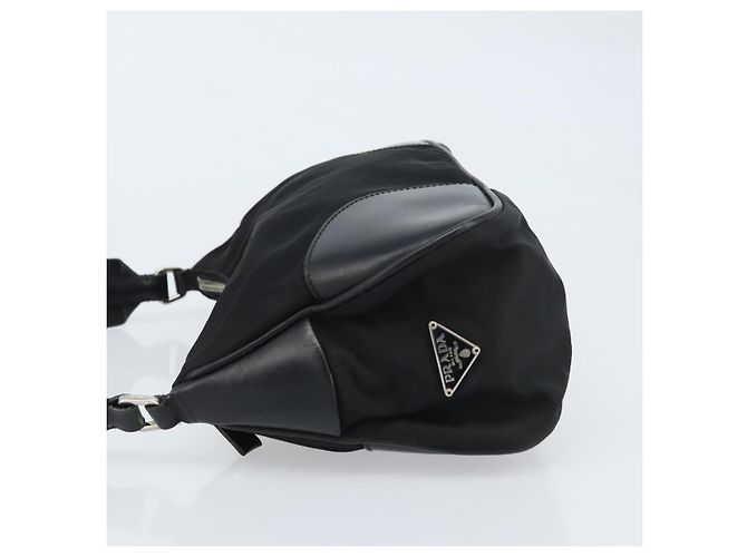 Borsa a Spalla PRADA Nylon Nero Argento Auth ARZ672A - vista 5