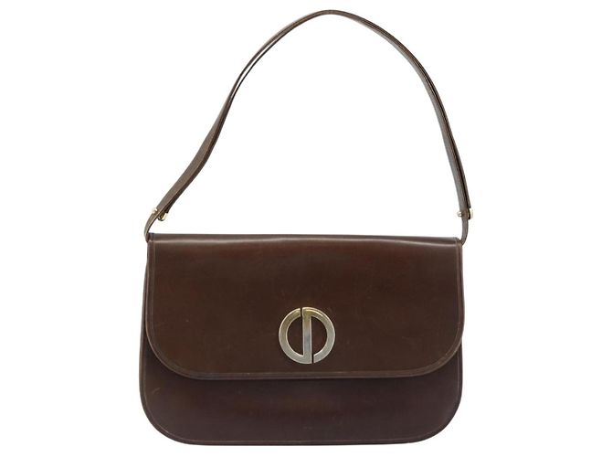 Borsa a Spalla Christian Dior in Pelle Marrone Oro Auth ep13755 D'oro - vista 2