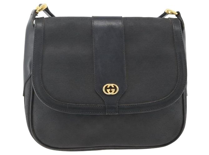Gucci Borsa a spalla Micro GG Supreme in PVC Nero Oro Auth BSZ310 D'oro - vista 2