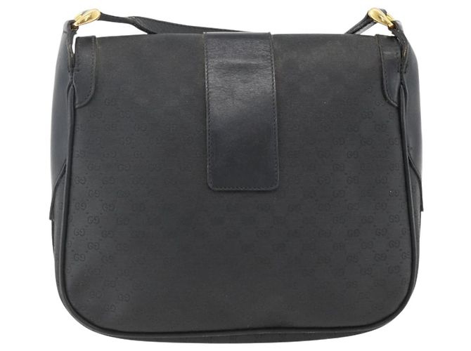 Gucci Borsa a spalla Micro GG Supreme in PVC Nero Oro Auth BSZ310 D'oro - vista 3