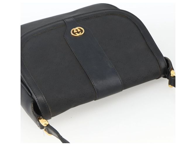 Gucci Borsa a spalla Micro GG Supreme in PVC Nero Oro Auth BSZ310 D'oro - vista 6