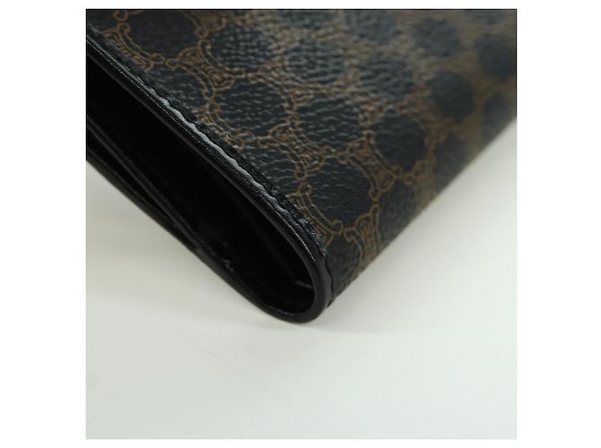Céline CELINE Macadam Canvas Trifold Wallet PVC Leather Black Gold Auth am11034V Golden - view 10