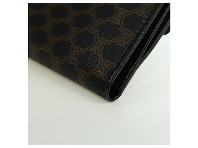Céline CELINE Macadam Canvas Trifold Wallet PVC Leather Black Gold Auth am11034V Golden - view 11