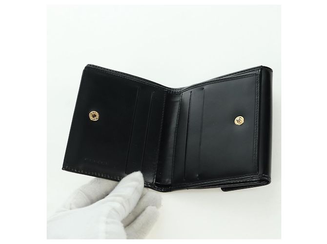Céline CELINE Macadam Canvas Trifold Wallet PVC Leather Black Gold Auth am11034V Golden - view 14