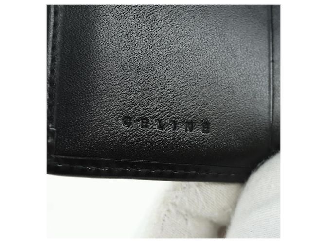 Céline CELINE Macadam Canvas Trifold Wallet PVC Leather Black Gold Auth am11034V Golden - view 17