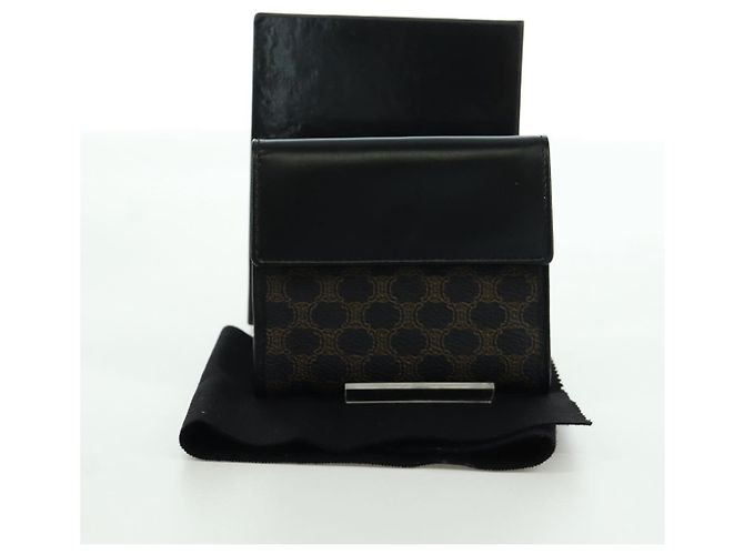 Céline CELINE Macadam Canvas Trifold Wallet PVC Leather Black Gold Auth am11034V Golden - view 20