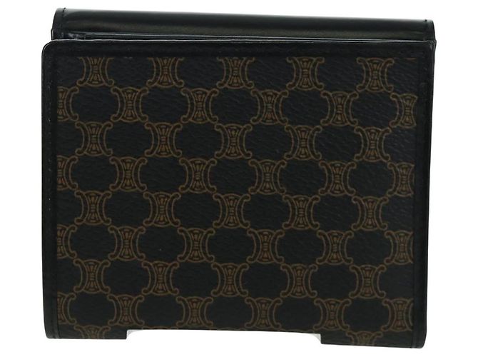 Céline CELINE Macadam Canvas Trifold Wallet PVC Leather Black Gold Auth am11034V Golden - view 3